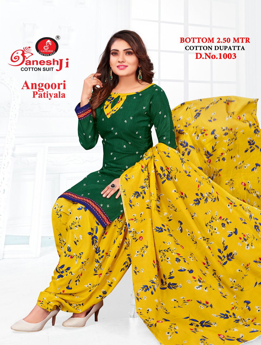 Ganeshji Angoori Patiyala 1 Indo Fancy casual Daily Wear Printed Cotton Dress Material Collection
